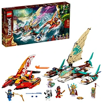 Image of LEGO 71748 NINJAGO Catamaran Sea Battle Building Set with 4 Boat Toys and Kai, Jay Zane Minifigures