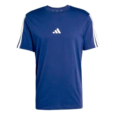 Image of adidas Men&#039;s Essentials Three Stripes Single Jersey TEE, Dark Blue/White, XS