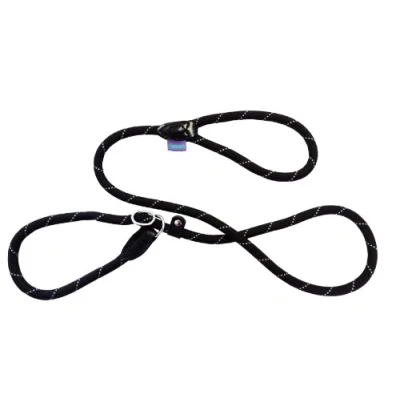 Image of Dog and Co Rope Slip Lead, 150 x 1.2 cm/ 60 inch 1/2 inch, Black/ Grey