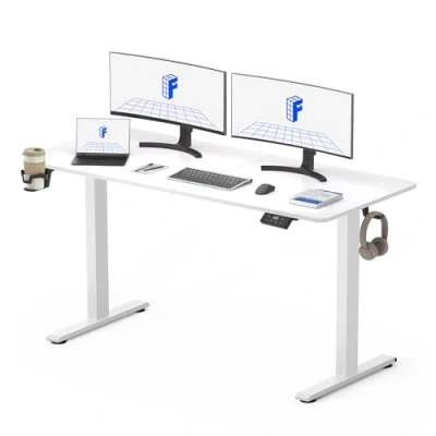 Image of FLEXISPOT 140 * 60cm Lite Electric Standing Desk Height Adjustable Sit Stand Up for Home Office (White)