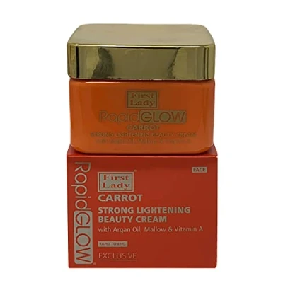 Image of First Lady Rapid Glow Carrot Strong Skin Lightening Beauty face Cream 250ml with Argan, Mallow, Vitamin A dark spot remover for