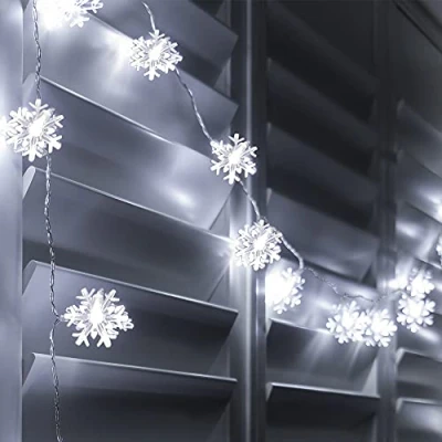 Image of GloBrite 80 LEDs Snowflake Lights Battery Operated Fairy with 2 Lighting Modes Christmas Decorations LED for Bedroom String Home Decor and Gifts