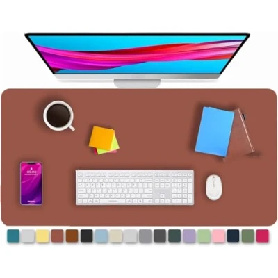 Image of KKTECH Leather Desk Pad, Non Slip, Mouse Premium Office Table Writing Mat for Laptop Writing, Waterproof (Rufous, 80 x 40)