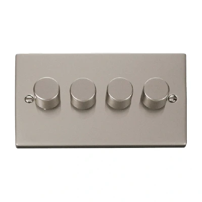 Image of Click Deco 4 Gang 2 Way 400Va Leading Edge Dimmer Switch Pearl Nickel