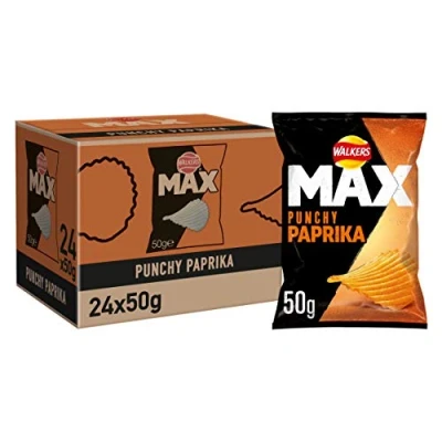 Image of Walkers Max Paprika Crisps, 50 g, Pack of 24