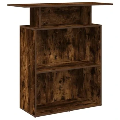 Image of vidaXL reception desk smoked oak engineered wood, 100x40x104 cm office countertop with storage, modern durable counter for offices, lobbies, clinics