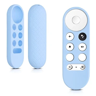 Image of kwmobile Case Compatible with Google Chromecast 2020 4K / 2022 HD Soft Silicone Cover for Remote Control Light Blue