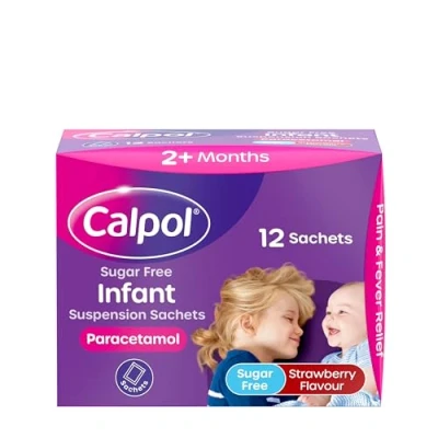 Image of Calpol Sugar Free Infant Suspension Sachets Strawberry Flavour 2+ Months, 12 x 5ml