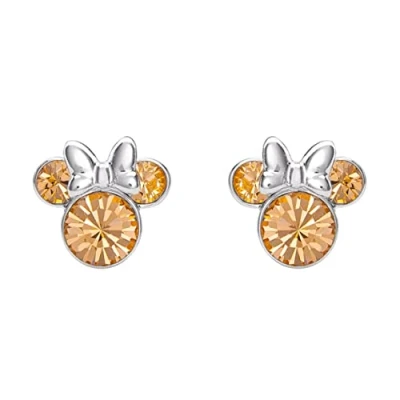 Image of Disney Minnie Mouse Yellow June Birthstone sterling silver Crystal Earrings E905162RJUNL