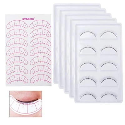 Image of nuoshen 25 Pairs Training Lashes, Eyelash Extension Kit Practice Lashes Strips Self Adhesive for Teaching Supplies