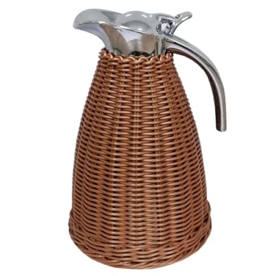 Image of Stainless Steel Coffee Thermal Jug,Double Walled Vacuum Insualted Jug, Rattan Jug(Color:1)