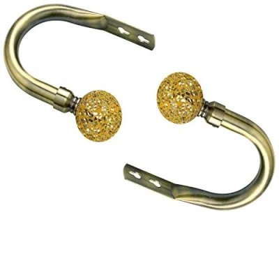 Image of viceroy bedding Mosaic Ball Pair of Matching Holdback to Stunning Curtain Poles (Antique Brass, Holdback)