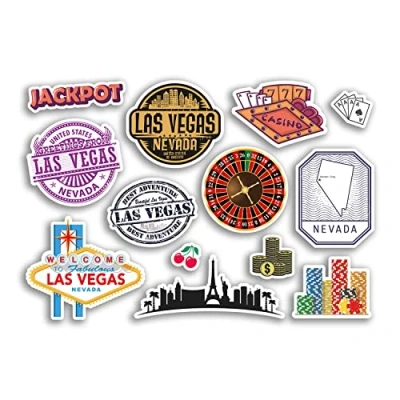 Image of A5 Sticker Sheet Las Vegas Vinyl Stickers City Nevada Casino America USA Holiday Travel #78495