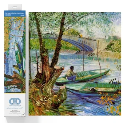 Image of DIAMOND DOTZ DD9.036 Painting, Intermediate Kit, DD9, Fishing in Spring (Van Gogh), 50 x 40cm