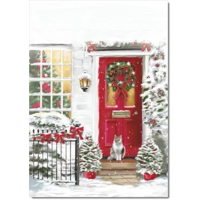 Image of doodlecards Blank Christmas Card Red Door Large A4 Size with Plain Envelope