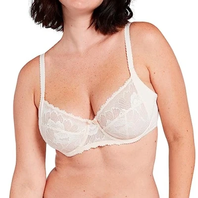 Image of Sans Complexe Women&#039;s Capucine Full Coverage Bra, Ivoire &amp; Rose, 42D