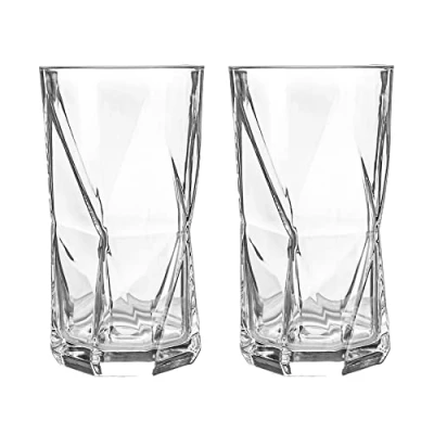 Image of Bormioli Rocco Cassiopea Geometric Highball Cocktail Glasses Set 480ml Pack of 2