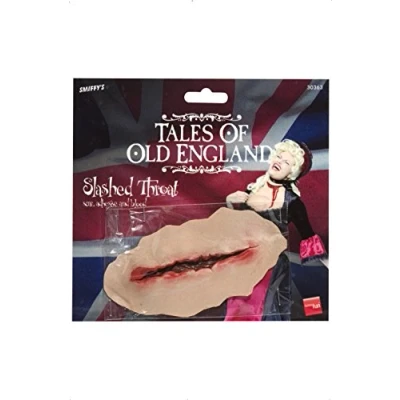 Image of Smiffys Make Up FX, Slash Throat Latex Scar, Red with Blood, Self Adhesive, Cosmetics and Disguises Fancy Dress, Cosmetic Dress &amp; Disguises.