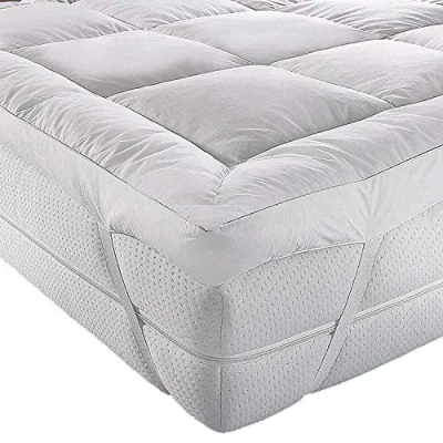 Image of Luxury Duck Feather &amp; Down Extra Deep Mattress Topper, Cover, Pad 5 Cm Thick in (Super King)