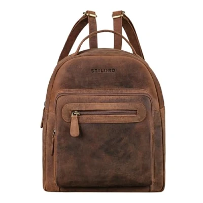 Image of STILORD &#039;Kima&#039; Small Backpack Women Vintage Leather City Handbag Mini Daypack Ladies Genuine Leather, Colour:avani brown