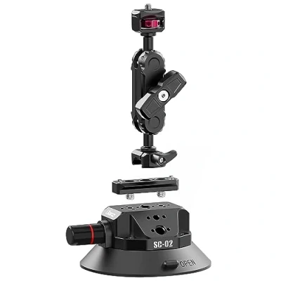 Image of ULANZI SC 02 Strong 4.5 inch Suction Cup and Ball Head Arm Mount for Action/Digital Cameras up to 3KG