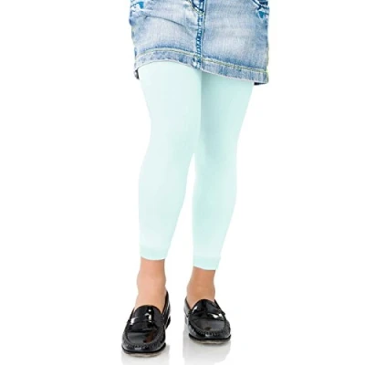 Image of Kids Fashion Girls Microfiber Semi Opaque Footless Tights 40 Denier (6 8 Years (122cm), Light Blue)