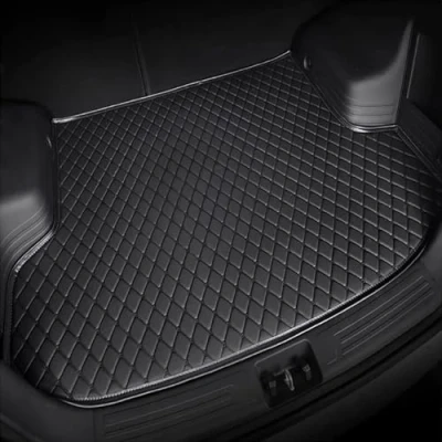 Image of Leather Car Boot Mat for KIA NIRO 2017 2022 2023 2024 Hybrid, Waterproof Anti Scratch Non Slip Trunk Pad, Cargo Tray Protector Liners Accessories,Black