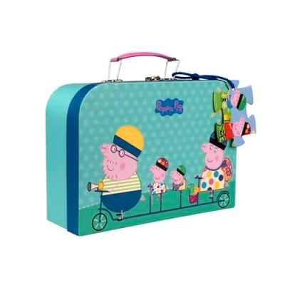 Image of Barbo Toys Peppa Pig Suitcase with Puzzle Bike Ride from 3 Years Contains 16 Pieces Illustrations of and George