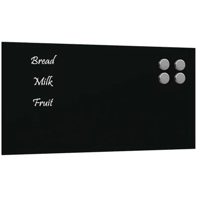 Image of vidaXL Wall mounted Magnetic Board Black 40x20 cm Tempered Glass