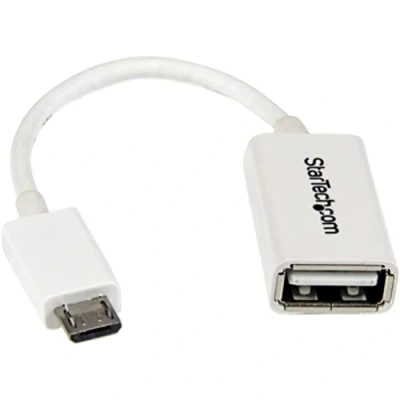Image of StarTech.com 5in White Micro USB to OTG Host Adapter M/F Male A Female On The Go Cable (UUSBOTGW)