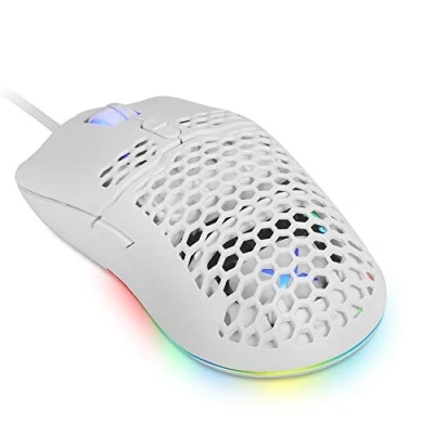 Image of DeLUX Wired Gaming Mouse with 67G Ultralight, 12800DPI, RGB Backlit, 7 Programmable Buttons, 1000Hz Polling Rate, Honeycomb Optical for PC Gamer(M700BU A825 White)