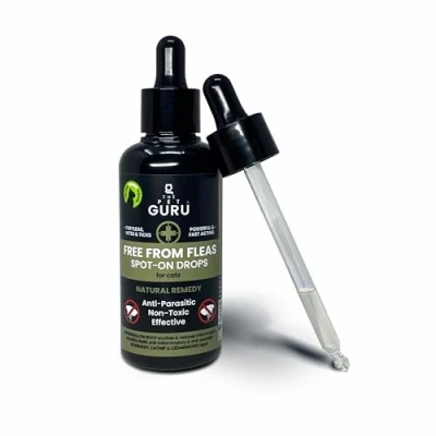 Image of The Pet Guru FREE FROM FLEAS Spot on Drops for Cats Non toxic Natural Fast Acting Flea Treatment Control, 100ml