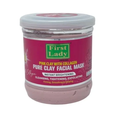 Image of First Lady Pink Clay with Collagen Facial Mask 440g Instant Brightening, Cleansing, Tightening, Exfoliating, Firming, Smoothing &amp; Glowing.