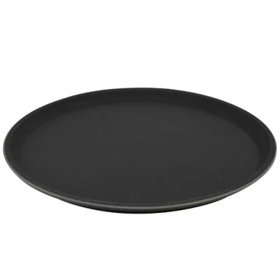 Image of Argon Tableware Round Non Slip Serving Tray 28cm (11 x 11&quot;) Pack of 6 Black