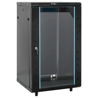 Image of vidaXL 18U Network Cabinet 19&quot; Compatible IP20 Black Cold Rolled Steel 60x60x100 cm Lockable Front Door, Removable Panels