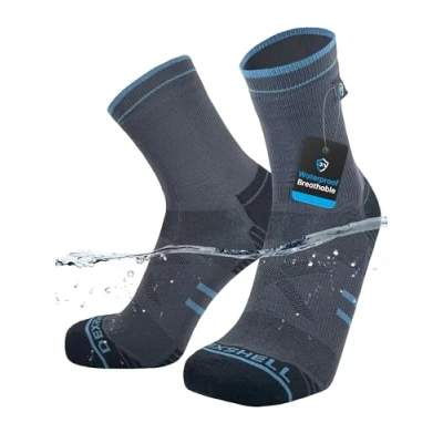 Image of DexShell Waterproof Trail Running Socks 2.0 Lightweight Coolmax Inner For Men and Women, Turbulence Grey, Ankle Unisex Medium