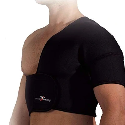 Image of Precision Training Neoprene Half Shoulder Support (Left) Black/Red, Small