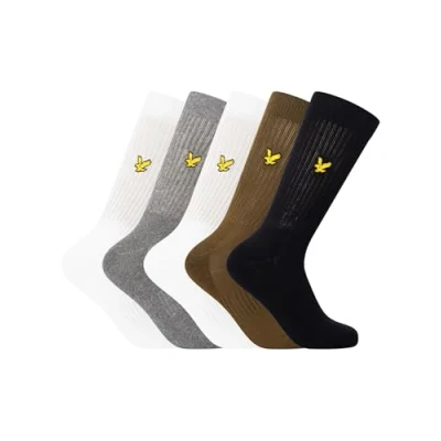 Image of Lyle &amp; Scott 5 Pack Mens Assorted Colours Sports Socks Multipack Camdyn One Size UK 7 11 (Black/Dark Olive/Bright White/Grey Marl/Bright White)