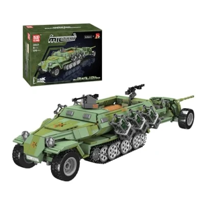 Image of Mould King 20027 Sd.Kfz. 251 Half Track And Cannon Building Brick Model 1298pcs