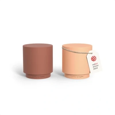 Image of LARS NYSØM Mini Salt and Pepper Shakers Set Stainless Steel with Modern Minimalist Design, Easy Refill, Small Size (Red/Peach)