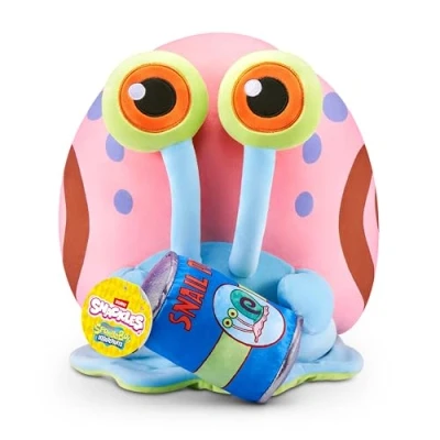 Image of Snackles Licensed Character SpongeBob Squarepants 14 inch Plush (GARY THE SNAIL) by ZURU, with Snack Accessory
