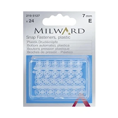 Image of Plastic Snap Fasteners, Transparent, 7mm, 24 Pieces