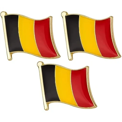 Image of 3 X Belgium National Flag Metal Enamel Pin Badge Lapel