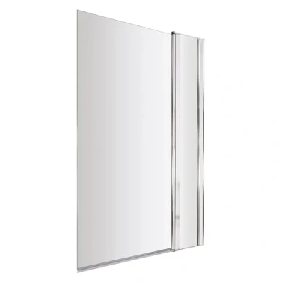 Image of 6mm Toughened Safety Glass Reversible Straight Shower Bath Screen with Fixed Panel Chrome