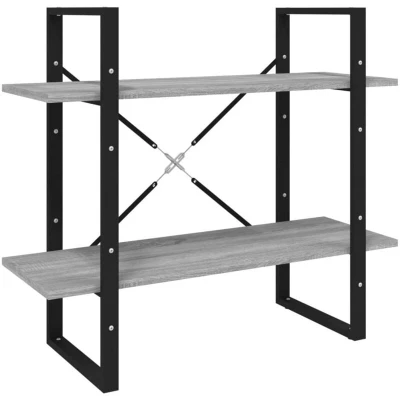 Image of vidaXL 2 Tier Book Cabinet Grey Sonoma 80x30x70 cm Engineered Wood