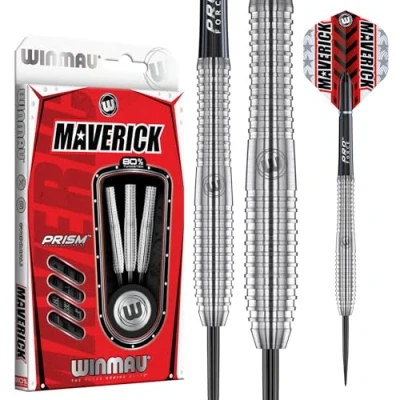 Image of WINMAU Maverick 23 Gram Professional Steeltip Tungsten Darts Set with Flights and Stems (Shafts)