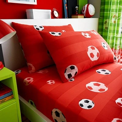 Image of Gaveno Cavailia Easycare Kids Rotary Sheet Set with Fitted and Pillow Case, [ Goal Red Single ]