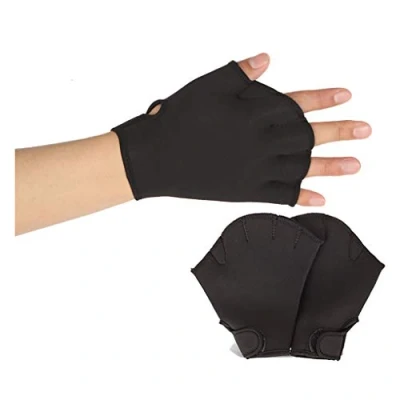 Image of Aquatic Gloves 1 Pair Swimming Webbed Water Resistance Training Paddles Adult Adjustable Diving Hand Equipment Men Women Fitness Surfing Sports Fins Swimmer Elastic Duck Web Wear