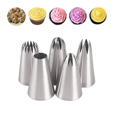 Image of DUORUI 5pcs Icing Piping Nozzle Tips Cream Cake Decorating Cupcake Fondant Stainless Steel Flower Shape