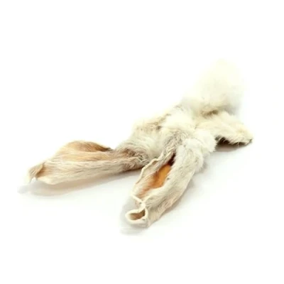 Image of SKIPPER&#039;S Farm Shop Furry Rabbit Ears for Dogs Air Dried Natural Dog Treats Made From 100% Rabbit, Hypoallergenic &amp; Grain Free, High Protein Low Fat with Fur (75g)